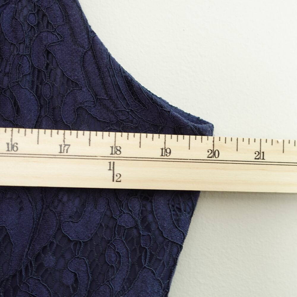 Eliza J Navy Tiered Fit Flare Floral Lace Short Cocktail Party Dress Size 16 - Picture 6 of 8